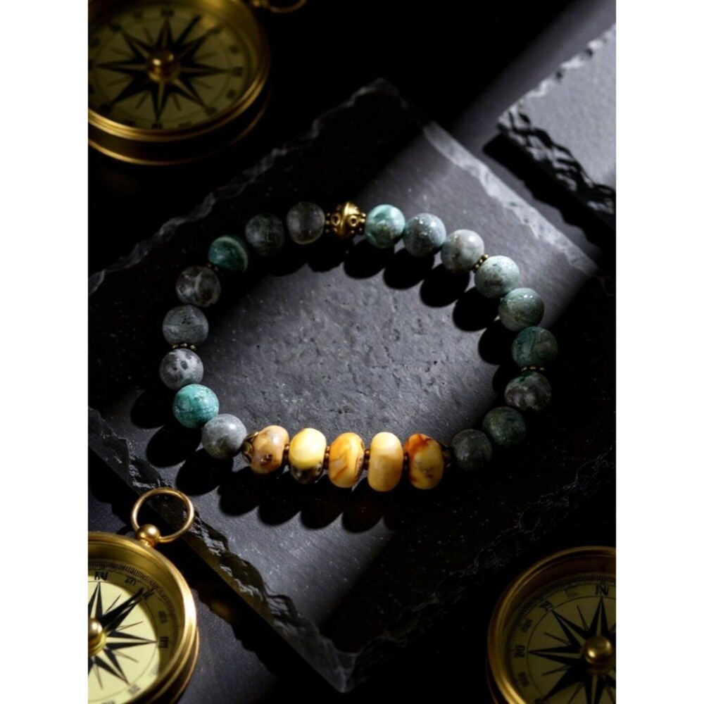 Stone Bead Bracelet - Muted Colors - 7-7.5" Wrists
